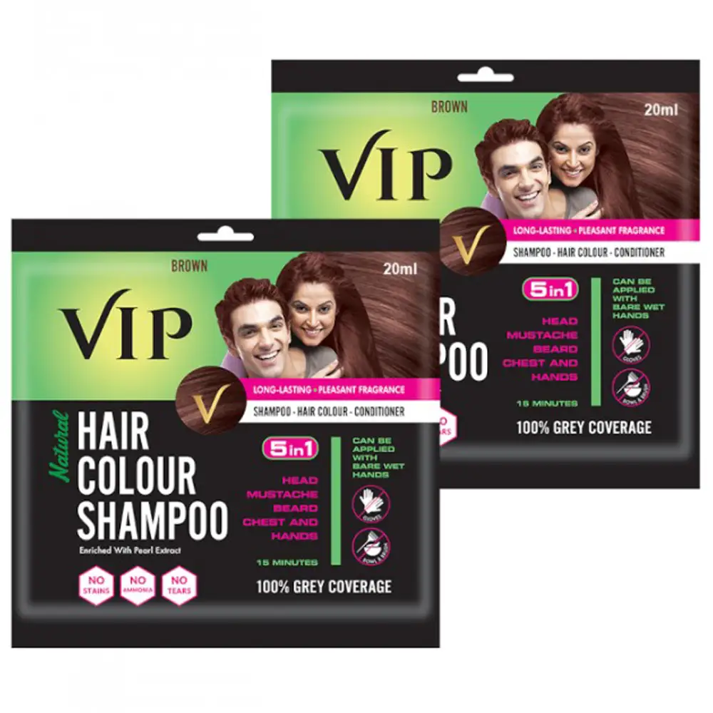 VIP Hair Colour Shampoo 20ml | Black & Brown - VIP