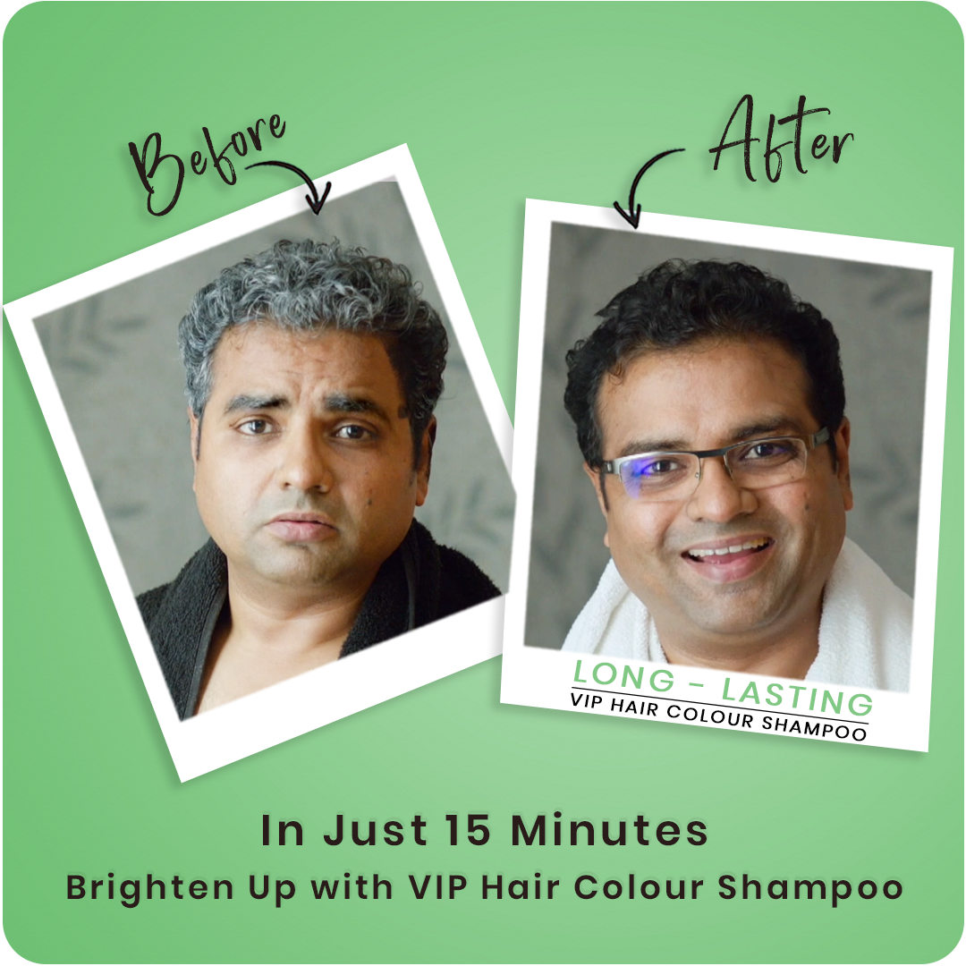 VIP Hair Color Shampoo (180 ml) Brown + 1VIP Sachets Black (40 ml) -  LifeSouq