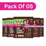 VIP Do-it -Yourself Hair Colour Shampoo, 20 ml (Pack of 5) I Travel Pack with pearl extracts I Colours in 15 Minutes, Dark Brown