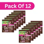 VIP Hair Colour Shampoo – Brown | Ammonia Free Hair Colour for Men and Women | 20ML (Pack of 12)