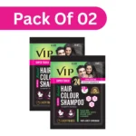 VIP Hair Colour Shampoo 10ml Black (Pack of 2)| Instant quick touchups Grey Coverage | Travel-Friendly Super Touch Pack