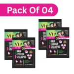 VIP Hair Colour Shampoo, 100% grey coverage for men and women - Natural Black 10ml (Pack of 4)