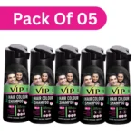 VIP Hair Color Shampoo,180ml Black (Pack of 5) | Ammonia Free Semi Permanent Hair Color For Women & Men, Easy to use