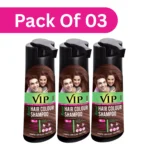 VIP Natural Hair Colour Shampoo,180ml Brown (Pack of 3) | Shampoo-Based Hair Color, Easy DIY Shampoo for Men & Women