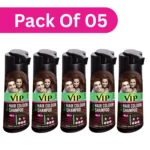 VIP Hair Colour in Shampoo 180ml Dark Brown (Pack of 5) – Long Lasting Hair Colour for Men & Women | Home Hair Color Solution | Grey Coverage Shine